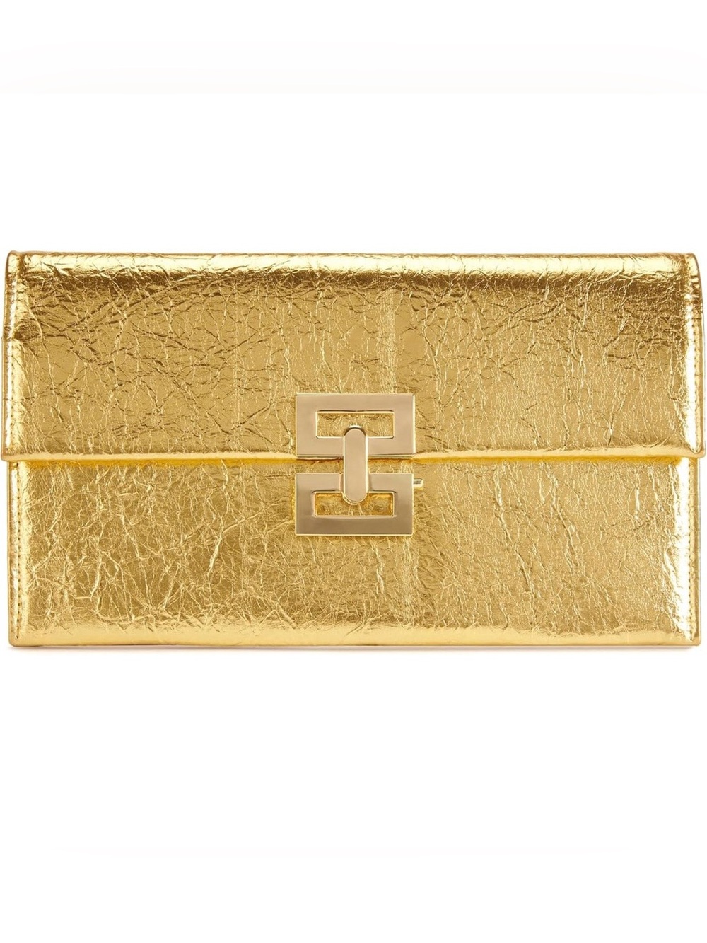 Huralona Wrinkled Gold Metallic Clutch Purse Crossbody Evening Bag 3 Pocket - Picture 2 of 16